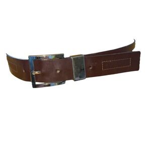 Ellen Tracy Genuine Italian Leather Women Belt Brown Silver Bke 28-33" Notch 36"